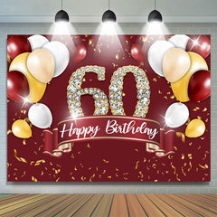 Burgund Und Gold Ballon Glücklich 60 Geburtstag Hintergrund