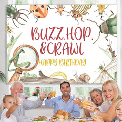 Summen Hop Ecrawl Insekt Glücklich Geburtstag Hintergrund Für Kind