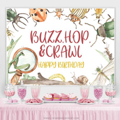 Summen Hop Ecrawl Insekt Glücklich Geburtstag Hintergrund Für Kind