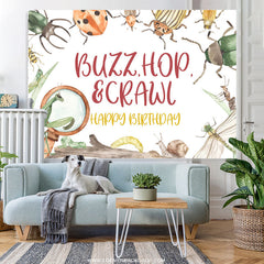 Summen Hop Ecrawl Insekt Glücklich Geburtstag Hintergrund Für Kind