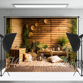 Kabine Drinnen Grün Pflanzen Frühling Foto Hintergrund