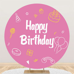 Kuchen Krapfen Lutscher Rosa Geburtstag Runden Hintergrund