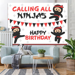 Berufung Alle Ninjas Karikatur Glücklich Geburtstag Hintergrund