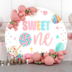 Süßigkeiten Kuchen Macaron Süß Kreis 1 Geburtstag Hintergrund