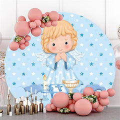 Karikatur Engel Baby Blau Wolke Stern Runden Party Hintergründe