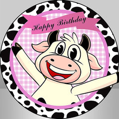 Karikatur Schwarz Weiß Kuh Runden Glücklich Geburtstag Hintergrund