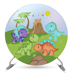 Karikatur Niedlich Dinosaurier Themenorientiert Party Runden Hintergrund Bausatz