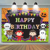Karikatur Halloween Thema Glücklich Geburtstag Party Hintergrund