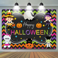 Karikatur Wenig Mädchen Glücklich Halloween Thema Hintergrund