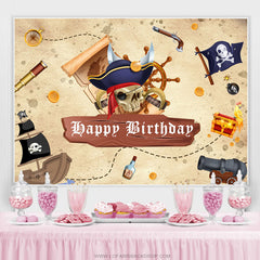 Karikatur Piraten Thema Alles Gute zum Geburtstag Party Hintergrund