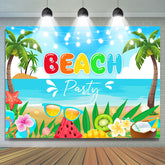 Karikatur Sommer Strand Kokosnuss Baum Geburtstag Hintergrund