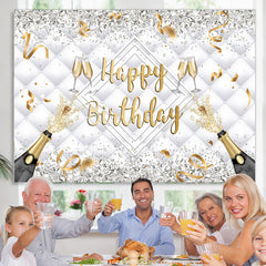 Sekt Flasche Glas Band Glücklich Geburtstag Hintergrund