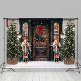 Weihnachten Beleuchtung Schnee Holz Tür Party Dekor Hintergrund