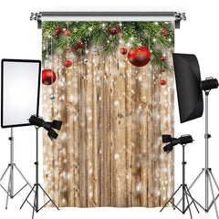 Weihnachten Rot Silber Geschenk Ball Holz Party Hintergrund