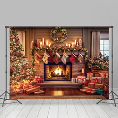 Weihnachten Baum Kamin Aktien Fotografie Hintergrund