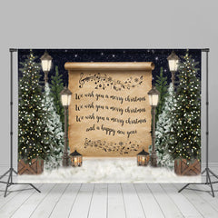Weihnachten Baum Schnee Nacht Beleuchtung Fröhlich Weihnachten Hintergrund