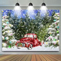 Weihnachten Baum Schneeflocke Rot Auto Winter Hintergrund für Party