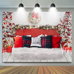 Weihnachten Bäume Und Geschenk Mit Süß Weiß Bett Hintergrund