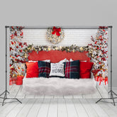 Weihnachten Bäume Und Geschenk Mit Süß Weiß Bett Hintergrund