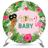 Kreis Aloha Ananas Flamingo Babydusche Hintergrund