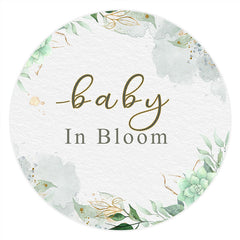 Kreis Baby In blühen Blume Grün Hintergrund Für Baby Dusche