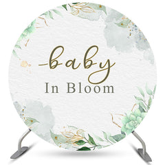 Kreis Baby In blühen Blume Grün Hintergrund Für Baby Dusche