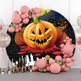 Kreis Schwarz Ziegel Glücklich Halloween Kürbisse Nacht Hintergrund