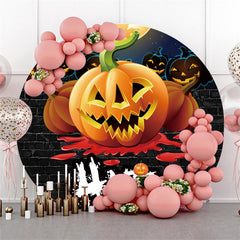 Kreis Schwarz Ziegel Glücklich Halloween Kürbisse Nacht Hintergrund