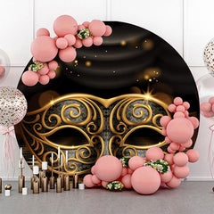 Kreis Schwarz Mit Gold Maskerade Hintergrund Für Party