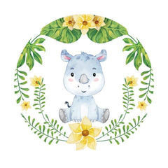 Kreis Blau Nilpferd Gelb Blume Glücklich Geburtstag Hintergrund