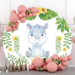 Kreis Blau Nilpferd Gelb Blume Glücklich Geburtstag Hintergrund