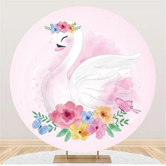 Kreis Karikatur Schwan Rosa Blumen Schmetterling Runden Party Hintergründe
