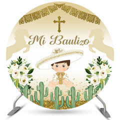 Kreis Cowboy Mi Taufe Blumen Taufe Hintergrund