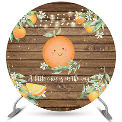 Kreis Niedlich Orange Braun Holz Baby Dusche Hintergrund