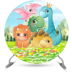 Kreis Dinosaurier Familie Gras Kinder Geburtstag Hintergrund
