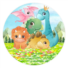 Kreis Dinosaurier Familie Gras Kinder Geburtstag Hintergrund