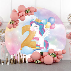 Kreis Traum Wolke Einhorn Glücklich 2 Geburtstag Hintergrund