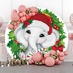 Kreis Elefant Grün Blätter Glücklich Geburtstag Hintergrund