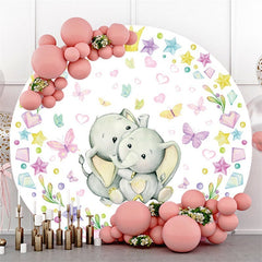 Kreis Elefanten Und Schmetterling Baby Dusche Hintergrund