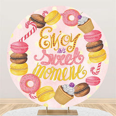 Kreis Genießen Süß Donuts Glücklich Mädchen Geburtstag Hintergrund