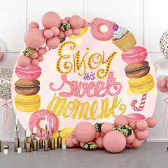 Kreis Genießen Süß Donuts Glücklich Mädchen Geburtstag Hintergrund