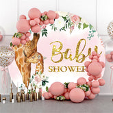 Kreis Blumen Giraffe Mama Baby Hintergrund Für Babydusche