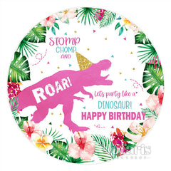 Kreis Blume Rosa Rot Dinosaurier Glücklich Geburtstag Hintergrund