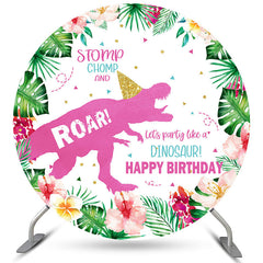 Kreis Blume Rosa Rot Dinosaurier Glücklich Geburtstag Hintergrund