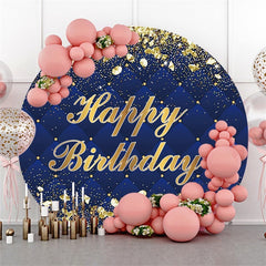 Kreis Gold Und Marine Glücklich Geburtstag Hintergrund Für Party