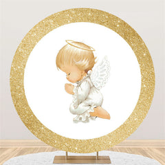 Kreis Gold Funkeln Und Weiß Wenig Baby Hintergrund