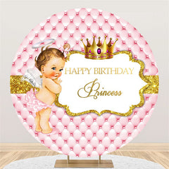 Kreis Gold Funkeln Rosa Prinzessin Geburtstag Hintergrund