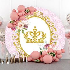 Kreis Golden Krone Rosa Thema Glücklich Geburtstag Hintergrund