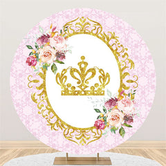 Kreis Golden Krone Rosa Thema Glücklich Geburtstag Hintergrund