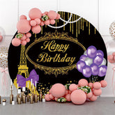 Kreis Golden Paris Turm Ballon Geburtstag Hintergrund